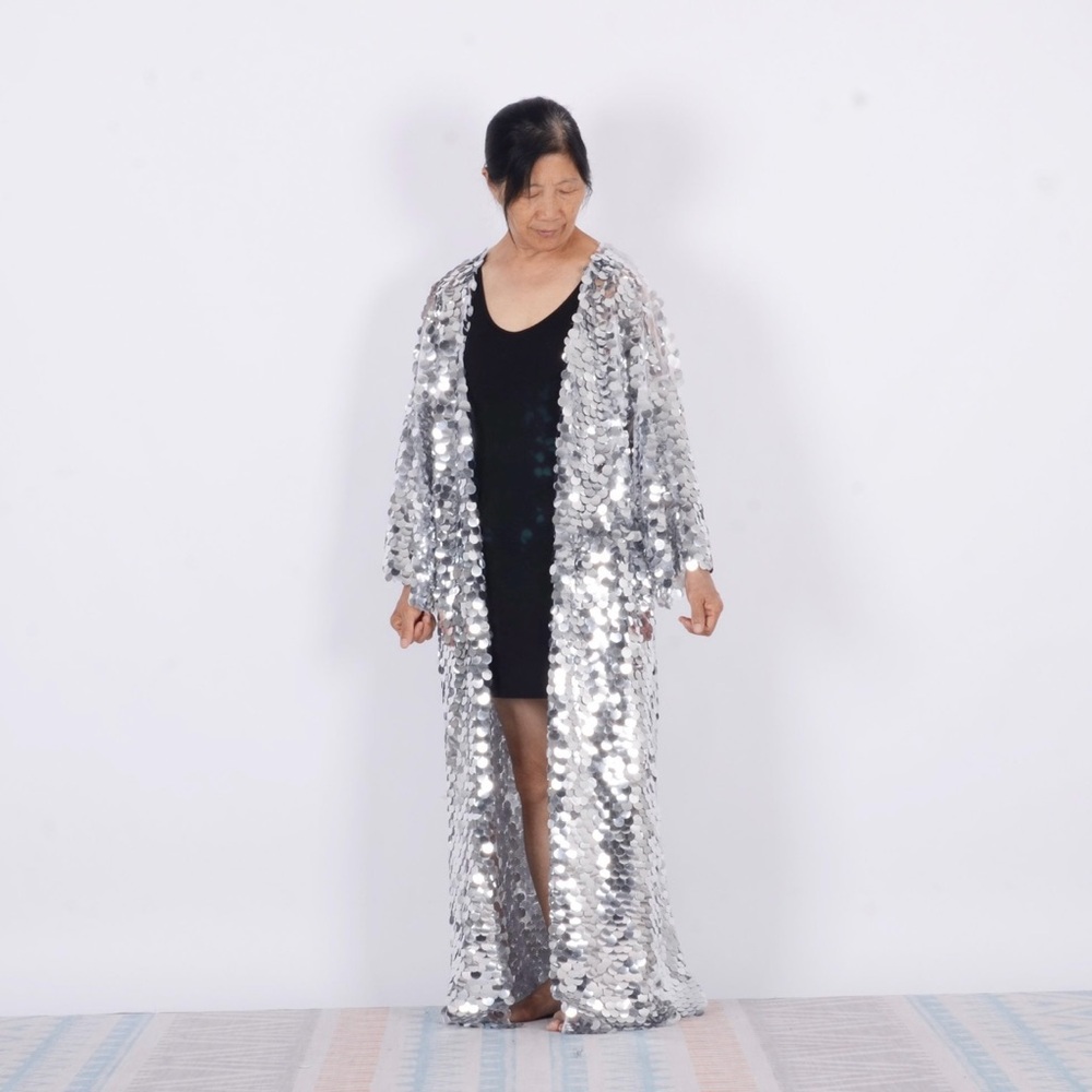 Silver Sequin Kimono